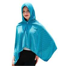 男女通用长袖连帽清凉浴巾，带披肩前开襟，轻薄透气，防晒沙滩巾 - 多色 - 查看 21