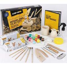 DIBYS Pottery Kit For Adults – Air Dry Clay Set With Tools, Paints & Brushes | DIY Sculpting Starter Kit | Creative Hobby & Gift Idea - Putih - View 1