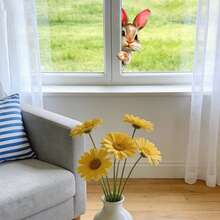 1pc Curious Peeking Rabbit Window Sticker, Cute Animal Design Wall Decal, Removable Self-Adhesive Glass Window Sticker For Decorating Kitchen, Bedroom And Living Room, Farm Animal Theme Gift Sticker - YT143 - View 5