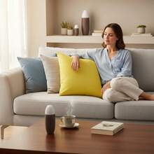 Filled Floor Cushion 60x60 Cm – Soft & Plush - Yellow - View 1