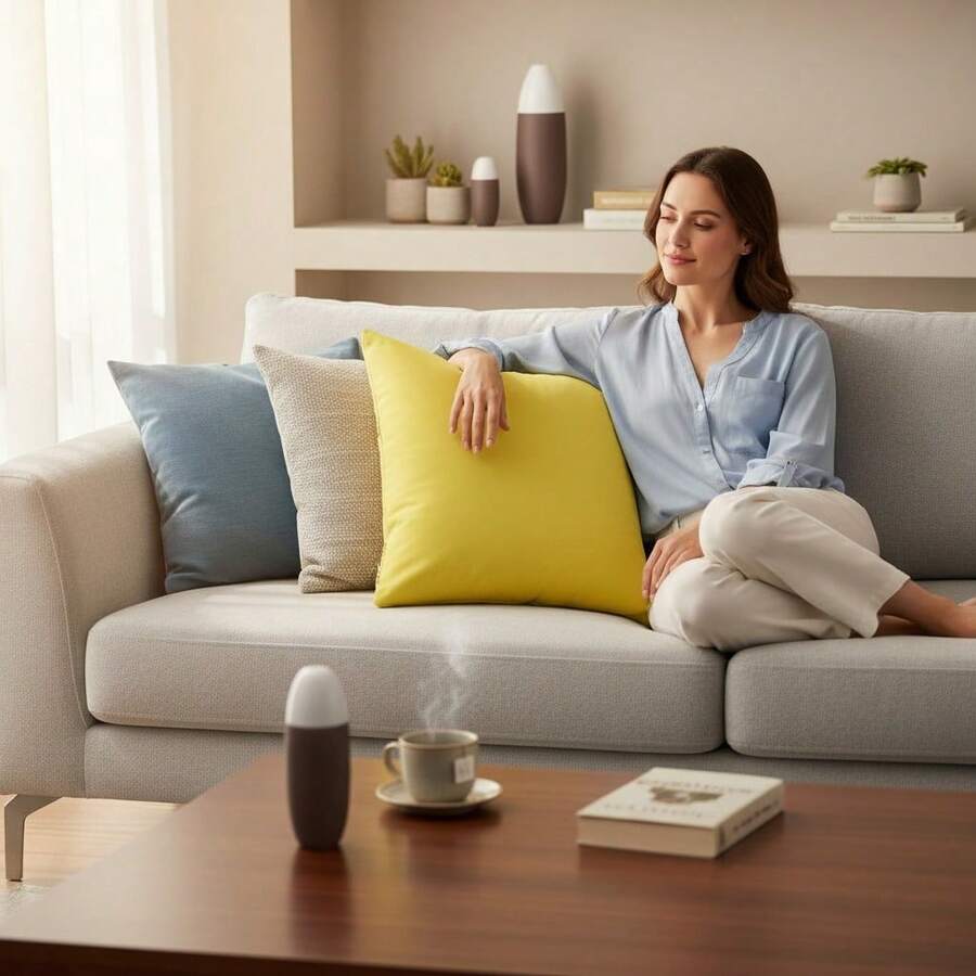Filled Floor Cushion 60x60 Cm – Soft & Plush - Yellow - View 1