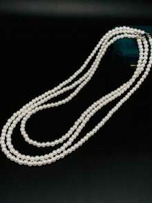 1 chiếc vòng cổ ngọc trai giả màu trắng, vòng cổ choker đính hạt thời trang nam, quà tặng cho bạn trai, mùa hè. - trắng - Xem 3