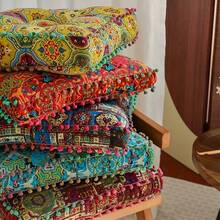 Bohemian Style Floor Cushion Meditation Pillow Thicken Soft Comfortable Living Room Bedroom Dining Room Office Multi-Functional Home Decor - 摩洛哥橙 - 查看 2