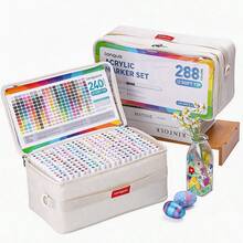 Bút dạ acrylic đầu mềm Languo 96/192/240/288 màu, màu sắc dành cho sổ vẽ graffiti tự làm của học sinh, không phai trên giấy, bút dạ màu có thể xếp chồng lên nhau, dòng màu đen sáng và tông màu da để vẽ hình người, cọ acrylic mềm chống thấm nước, thích hợp cho trứng Phục Sinh, quà tặng Halloween và Giáng sinh, sâu bướm. - khác - Xem 1