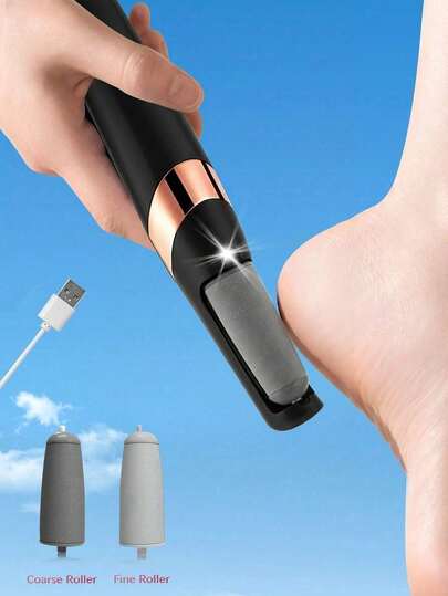 Electric Foot File, USB Rechargeable Dual-Speed LED Callus Remover With Replacement Rollers, Portable Foot Care Tool, Wireless Foot Scrubber, Beauty-Grade Foot Exfoliator, Suitable For Home SPA, Travel Pedicure, Suitable For Men, Women, Elderly, Great For Christmas, Halloween