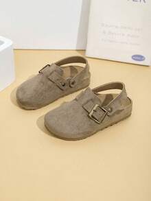 Sandal Bakiak Anak-Anak Bergaya Vintage dengan Gesper, Sandal Selop Bertali Belakang dengan Sol Lembut dan Ujung Tertutup, Sandal Kasual Anak-Anak - Khaki - View 6