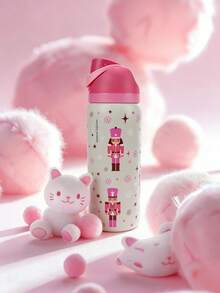 Owa Laa Cute Cartoon Character Print Large Capacity Stainless Steel Water Bottle, 32oz/945ml With Straw, Exquisite Look, Insulated For Hot&Cold Drinks/Iced Water, Keeps Warm For 24 Hours,For Leisure Work Sports Indoor Outdoor, Perfect Gift Choice - 粉紅白色 - 查看 2