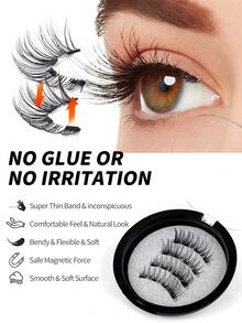 MAANGE 1对CC卷翘磁性假睫毛套装，睫毛长度可修剪 - 自然逼真，可重复使用，仿貂毛材质，带磁性夹子，8-12毫米，适合日常佩戴，防水，无需胶水，卡通风格混合尖尾，拉长眼型，精致日常，旅行必备。（初次使用请耐心尝试几次） - 自然纖長款 - 查看 7
