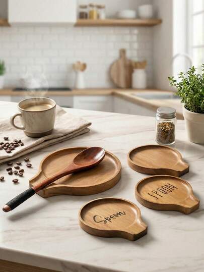 Giá đỡ muỗng bằng gỗ keo 1/2 inch, giá để muỗng trên mặt bàn bếp có chân đế silicon chống trượt, dùng cho các dụng cụ nhà bếp như muỗng canh, muỗng cà phê, muỗng nấu ăn, thìa xới, kẹp gắp, v.v.