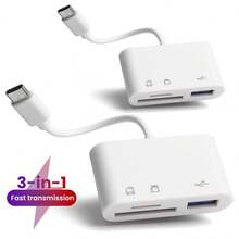Adaptador lector de tarjetas multifunción 3 en 1, USB-C/Tipo-C a lector de SD + TF + OTG, plug and play, compatible con iPhone, iPad, computadoras portátiles - Ver 2