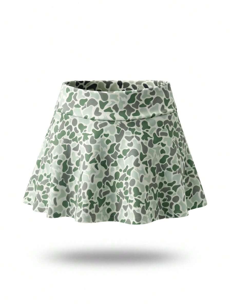 Cute Summer Dress Dopamine Camo Print Mini Skirt Casual Elegant Skirt Thin Quick Dry Sports Skirt With Liner Women Summer Outfits - 薄荷綠 - 查看 1