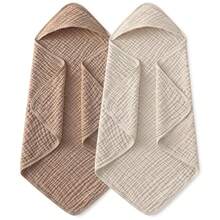 Hooded Baby Towel, Organic Muslin Baby Hooded Bath Towel, Soft And Absorbent Newborn Essential, Baby Shower Gift - Multicolor - View 15