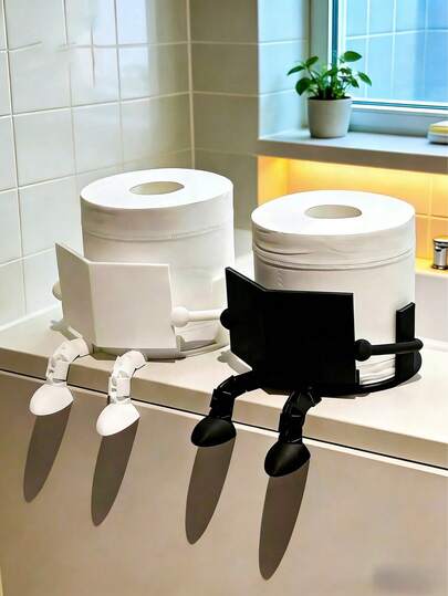 1 pieza Soporte de papel higiénico con forma humana creativa - Diseño de postura sentada interesante, hecho de plástico ABS, adecuado para el almacenamiento de papel higiénico, decoración del hogar novedosa, dormitorio/sala de estar/baño, puede ser un regalo para amigos/familia/novia, estilo minimalista (Soporte de papel higiénico/Almacenamiento de baño/Decoración del hogar divertida/Regalo realista/Regalo único/Accesorio de baño/Organizador de escritorio)