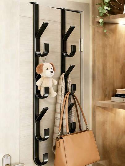 1pc Multipurpose Door Hook - Straight Design Storage Hanger Rack, Bathroom Towel Holder, No Drilling Space Saving, Suitable For Bedroom, Bathroom, Garage, Laundry Room, Cabin, Kitchen, Hotel (Random Style Shipped)