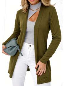 Cardigan Basic Coat Knitwear Women's Fashion Cardigan Kimono Long Sleeve Winter - 軍綠色 - 查看 1