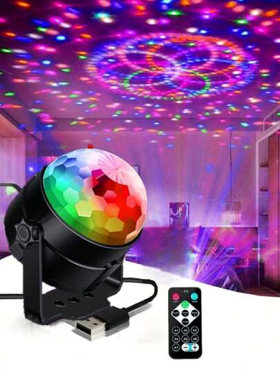 Đèn quả cầu disco điều khiển từ xa, đèn chiếu sân khấu LED kích hoạt âm thanh dành cho DJ, cấp nguồn USB, thích hợp trang trí tiệc sinh nhật, đám cưới, Giáng sinh, chân đế độc lập, không cần pin, đèn quả cầu disco.