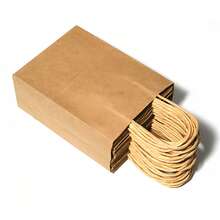 1/10 túi giấy Kraft, túi tote giấy Kraft, túi đựng đồ ăn mang đi dày dặn, túi đựng bánh ngọt, bánh mì, thực phẩm. - Nhiều màu - Xem 3