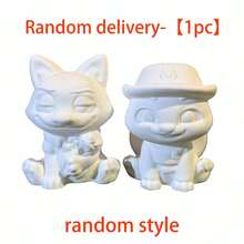 Miniso 名创优品疯狂动物城尼克和朱迪DIY石膏彩绘摆件，3D未上色白色石膏娃娃，涂鸦手工装饰，适合家居装饰和桌面摆放，生日、圣诞节、新年派对送给家人和朋友的完美礼物 - 多色 - 查看 9