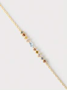 时尚甜美的S925纯银多色立方氧化锆莲花手链，适合日常佩戴 - Zircon Bracelet - 查看 3