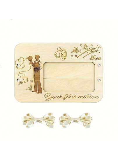 1件浪漫木质婚礼图案礼品包装用品——送给新郎新娘的纪念礼物、独特的订婚礼物以及派对庆典的定制艺术品