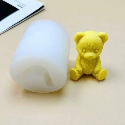 坐熊硅胶蜡烛模具，DIY树脂装饰模具