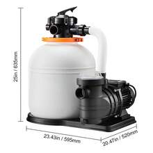 16 In Sand Filter Pump For Above Ground Pool, 0.75 HP 4400 GPH, Swimming Pool Sand Filter Pump With Pre-Assembled Core & Leak-Resistant Design, 6-Way Valve, High-Efficiency Filtration For Pools - View 10