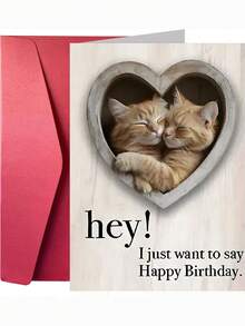 Tarjeta divertida con sobre, diseño de gato juguetón, adecuada para familias, amigos, hermanos y hermanas, amantes, tarjetas de cumpleaños hechas a mano exquisitas - Multicolor - Ver 7