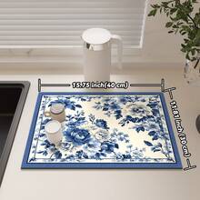 Thảm cách nhiệt màu xanh cổ điển cho bàn ăn/quầy bar, tấm lót thấm hút nước cho mặt bàn bếp, thảm nhanh khô cho máy pha cà phê, đế cao su chống trượt, thấm hút tốt, dễ vệ sinh. - Màu sắc - Xem 16