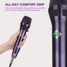 LMBGM 专业心形指向手持式人声麦克风，可切换指向性，包含 177 英寸 XLR 转 1/4 英寸音频线，银色或紫色可选，适用于现场演唱、演讲和卡拉 OK - 查看 5