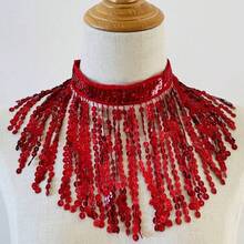 1 chiếc vòng cổ choker tua rua đính sequin lấp lánh phong cách Bohemian dành cho nữ, thích hợp cho múa bụng, Halloween, lễ hội Carnival, tiệc bãi biển, trang phục hóa trang. - Nhiều màu - Xem 5