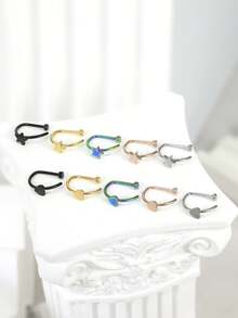 3pcs Stainless Steel D-Shape Fake Nose Ring, Comfortable Non-Piercing Nose Clip Jewelry For Women & Men, Suitable For Valentine's Day, Mother's Day, Thanksgiving, Birthday Party, Bar Dancing, Daily Wear - 3 gold - View 6