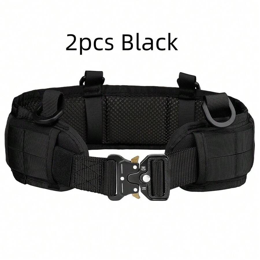 2 Stücke Taktischer MOLLE Kampf Hüftgurt Set, mit Schnellverschluss Schnalle, verstellbarer Militärgürtel, atmungsaktiver, schaumgepolsterter MOLLE modularer abnehmbarer Hüftgurt, Hüfttasche, geeignet für Vatertag, Camping, militärischen Einsatz - Verschiedenfarbig - Übersicht 1