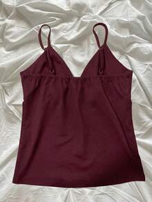 Atasan Cami Tanpa Lengan Kasual Motif Bunga Hibiscus, Atasan Musim Panas, Pakaian Pantai untuk Wanita - Burgundy - View 3