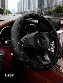 1pc PU Leather Embroidered Soft & Comfortable Anti-Slip Breathable Car Steering Wheel Cover, Fits Most Sedans, Vehicles, SUVs, Universal 15 Inch, Unisex Car Interior Accessory - Style a - View 15