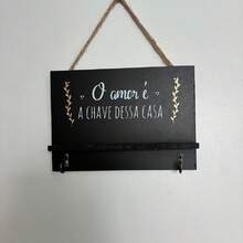 Key Holder Decorative Wall Ornament MDF - Black - View 5