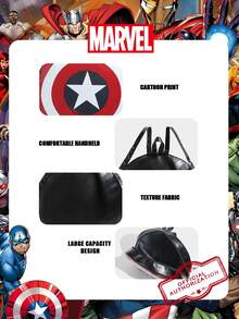 Marvel 1个漫威官方授权盾形背包，新颖圆形单肩包，漫威粉丝必备，PU皮革斜挎包，大容量书包，适合青少年、休闲旅行通勤，男女通用，适合返校、日常、课堂使用。 - 黑色 - 查看 10