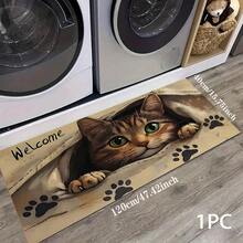 1pc Cat Pattern Design, Kitchen Decor, Home Decor, Decorative Mat, Fashion Doormat, Multi-Purpose Mat, Kitchen Floor Mat, Kitchen Mat Set, Kitchen Floor Protector, Comfort Standing Mat, Living Room Bedroom Bathroom Laundry Office Area Rug, Home Decoration Indoor - Multicolor - View 14