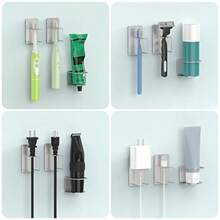 Stainless Steel Bathroom Toothbrush Holder 3 Pack Toot Older  Toot Ead Tootaste Cup Stains Steel  Mounted Self-Adesive Toot Older Iver 1Tootaste Olders + 2Toot Olders - 銀色牙膏架 1 個,牙刷架 2 個 - 查看 3