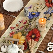 1pc Colorful Floral Bouquet Table Runner | Polyester, Fresh Spring/Summer Decor For Living Room, Kitchen, Entryway - Multicolor - View 6