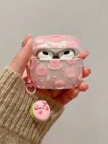 1个可爱卡通粉色小猪+挂件耳机套，适用于苹果Pro/Pro2 1/2/3/4无线蓝牙耳机 - 粉色 - 查看 9