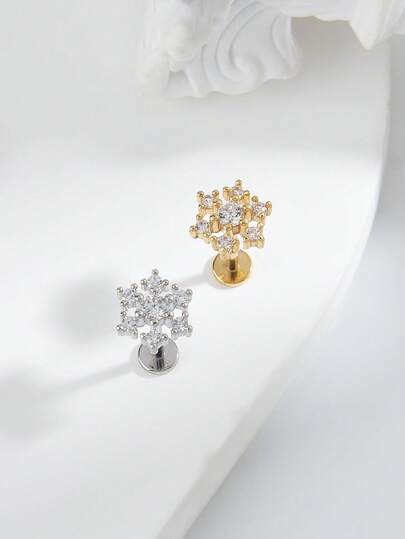 1 Stück modische minimalistische Schneeflocken-Diamant-Ohrringe, geeignet für den täglichen Gebrauch von Frauen