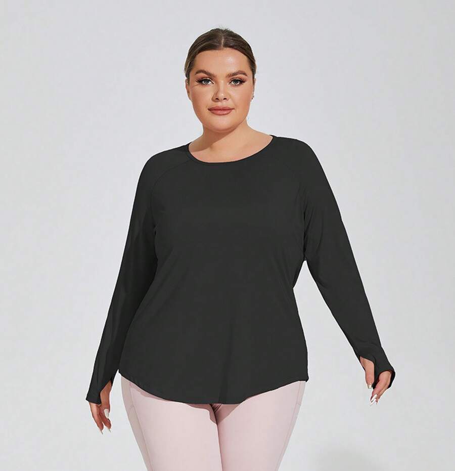 Women Plus Size Sports Tees & Tanks - 黑色 - 查看 1