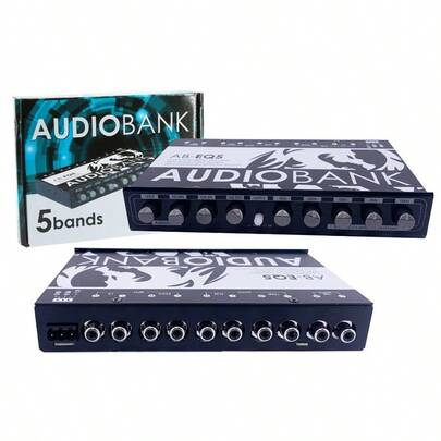 Audiobank AB-EQ5 1/2 Din 5 Band Car Audio Equalizer Graphic EQ W/ Line Driver