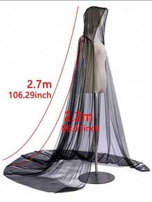 Áo choàng voan mỏng có mũ trùm đầu dành cho nữ, áo choàng tiên có mũ, thích hợp cho Halloween, đám cưới, hóa trang, áo choàng maxi lưới mềm màu đen/trắng/đỏ cho cô dâu, áo choàng hóa trang phù thủy ma cà rồng Halloween, trang phục mùa thu cho nữ, mùa hè, đi biển. - Nhiều màu - Xem 9