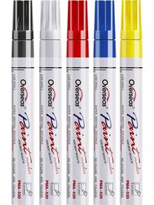 Paint Marker Pens - 5 Colors Permanent Oil Based Paint Markers, Medium Tip, Quick Dry And Waterproof Assorted Color Marker Metal, Wood, Fabric, Plastic, Rock Painting, Stone, Mugs, Canvas, Glass - 1 Count Pack Of 12 - View 1