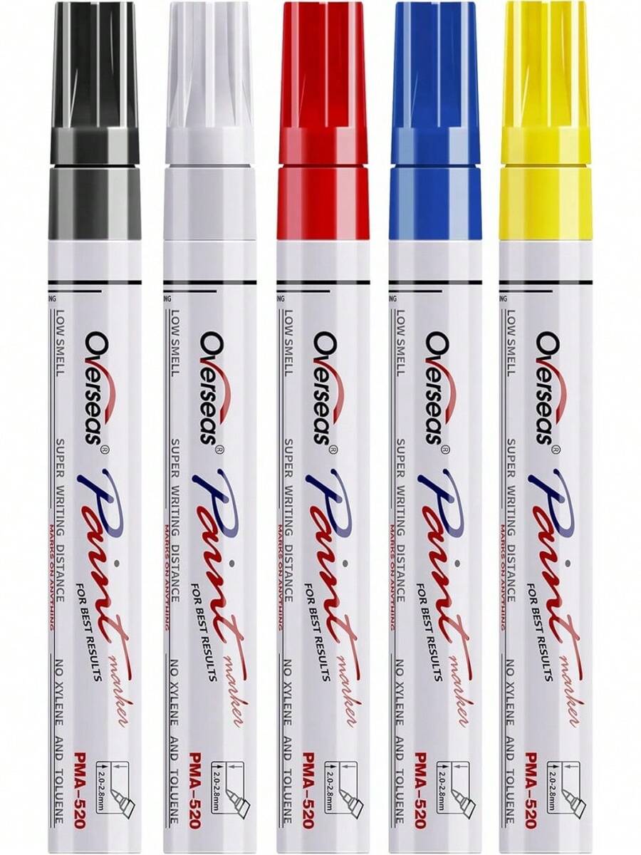 Paint Marker Pens - 5 Colors Permanent Oil Based Paint Markers, Medium Tip, Quick Dry And Waterproof Assorted Color Marker Metal, Wood, Fabric, Plastic, Rock Painting, Stone, Mugs, Canvas, Glass - 1 Count Pack Of 12 - View 1