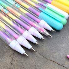 6 pièces Stylos gel pailleté arc-en-ciel dégradé - Couleurs chatoyantes vibrantes pour les arts et l'artisanat - 6 pièces/dégradé de couleur - Voir 5