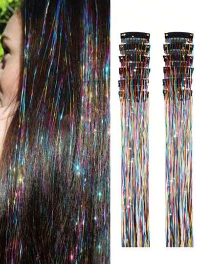 12 phụ kiện tóc nữ: Kẹp tóc tua rua lấp lánh bằng chỉ vàng nhiều màu sắc, kiểu dáng thời trang và thanh lịch, kèm ruy băng, phù hợp với tóc thẳng, tóc nhuộm, kẹp tóc trông như thật, thích hợp cho sử dụng hàng ngày, dạ hội và tiệc tùng.