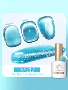 BORN PRETTY 10ml 海洋蓝水晶猫磁性凝胶指甲油 海蓝色果冻透明闪亮可卸UV/LED指甲油 - 彩色 - 查看 4