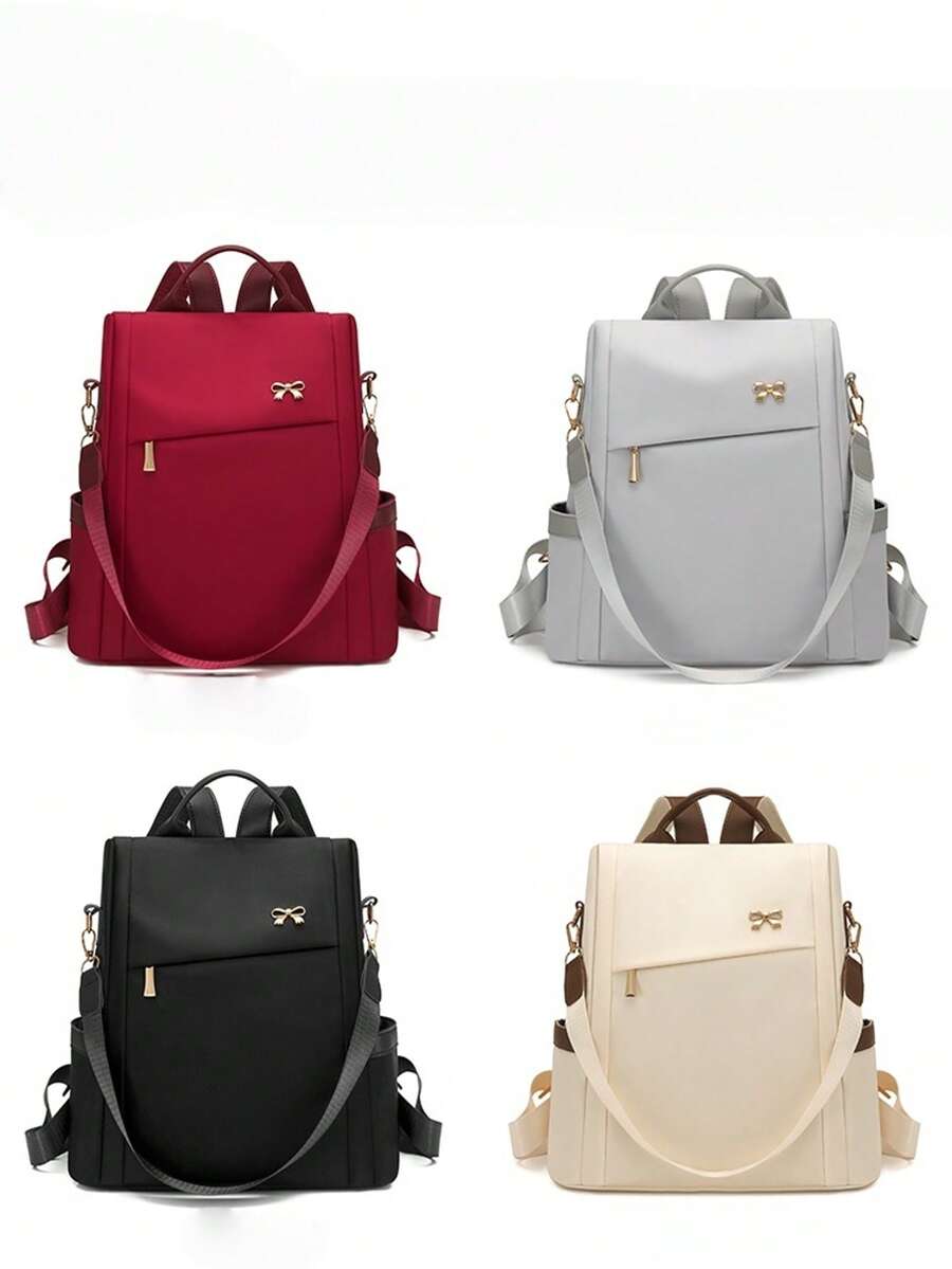 LECEY Premium Women's Casual Backpack With Cute Bow Decor - Convertible Shoulder Bag, Waterproof & Lightweight For Daily, Commute, Travel